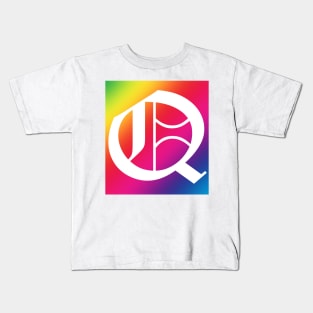 Rainbow White Letter Q Kids T-Shirt